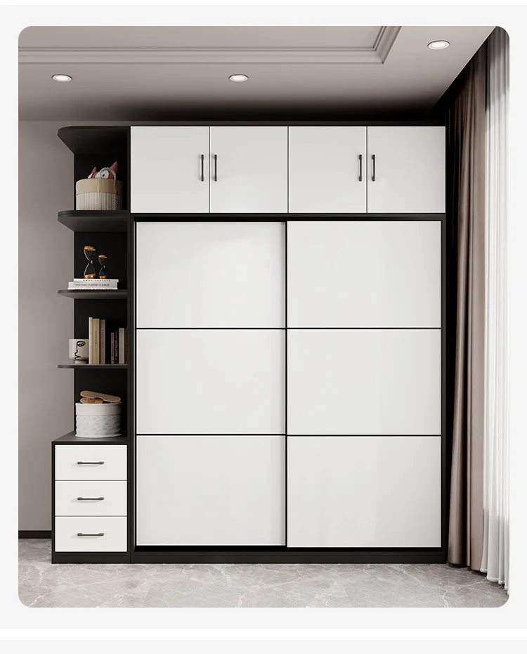 Wardrobe household bedroom wooden space saving easy assembly sliding door cabinet rental room