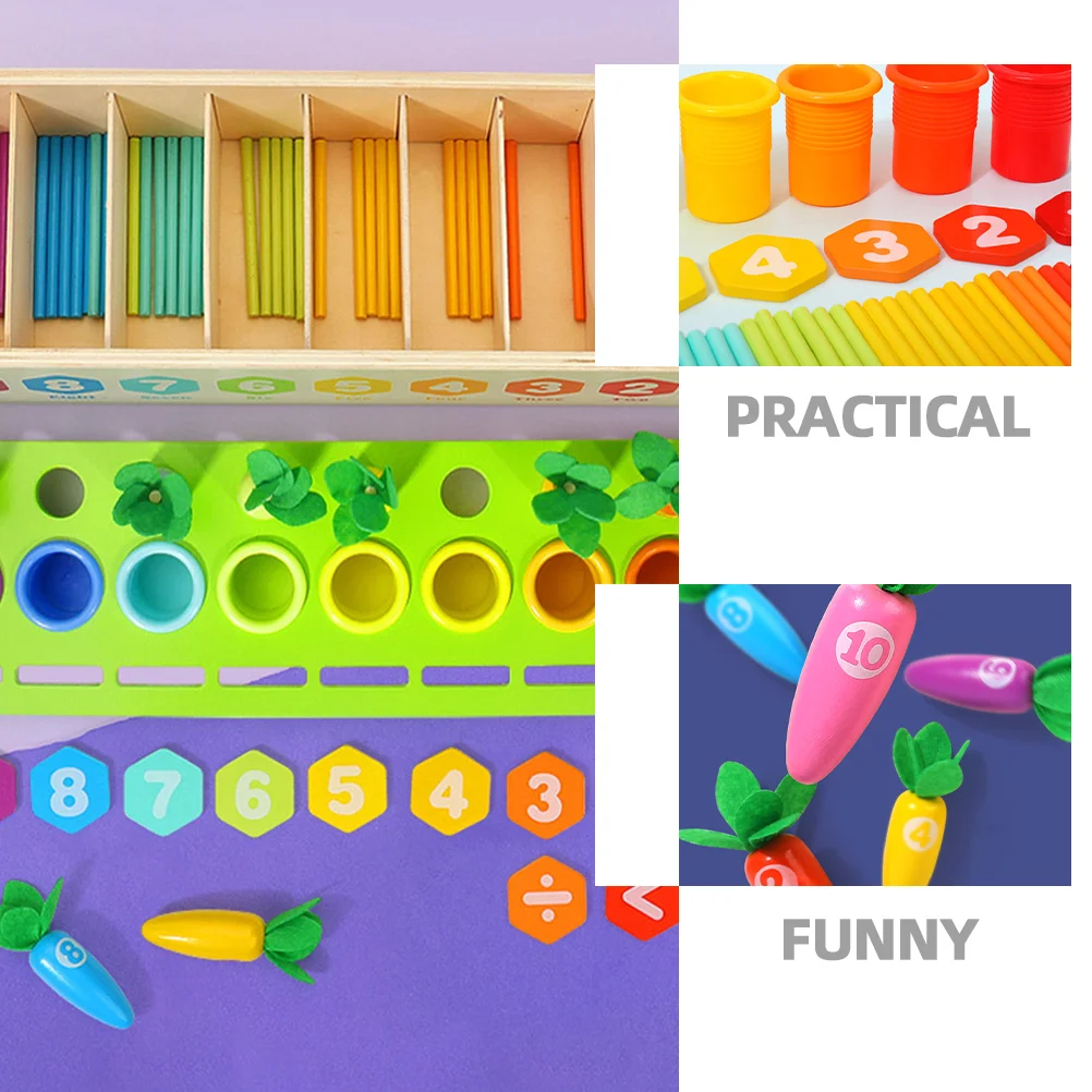 Jouets d'apprentissage Montessori fuchsia pour enfants, anciers de comptage pour tout-petit, jeu de dos en bois pour enfants d'âge alth