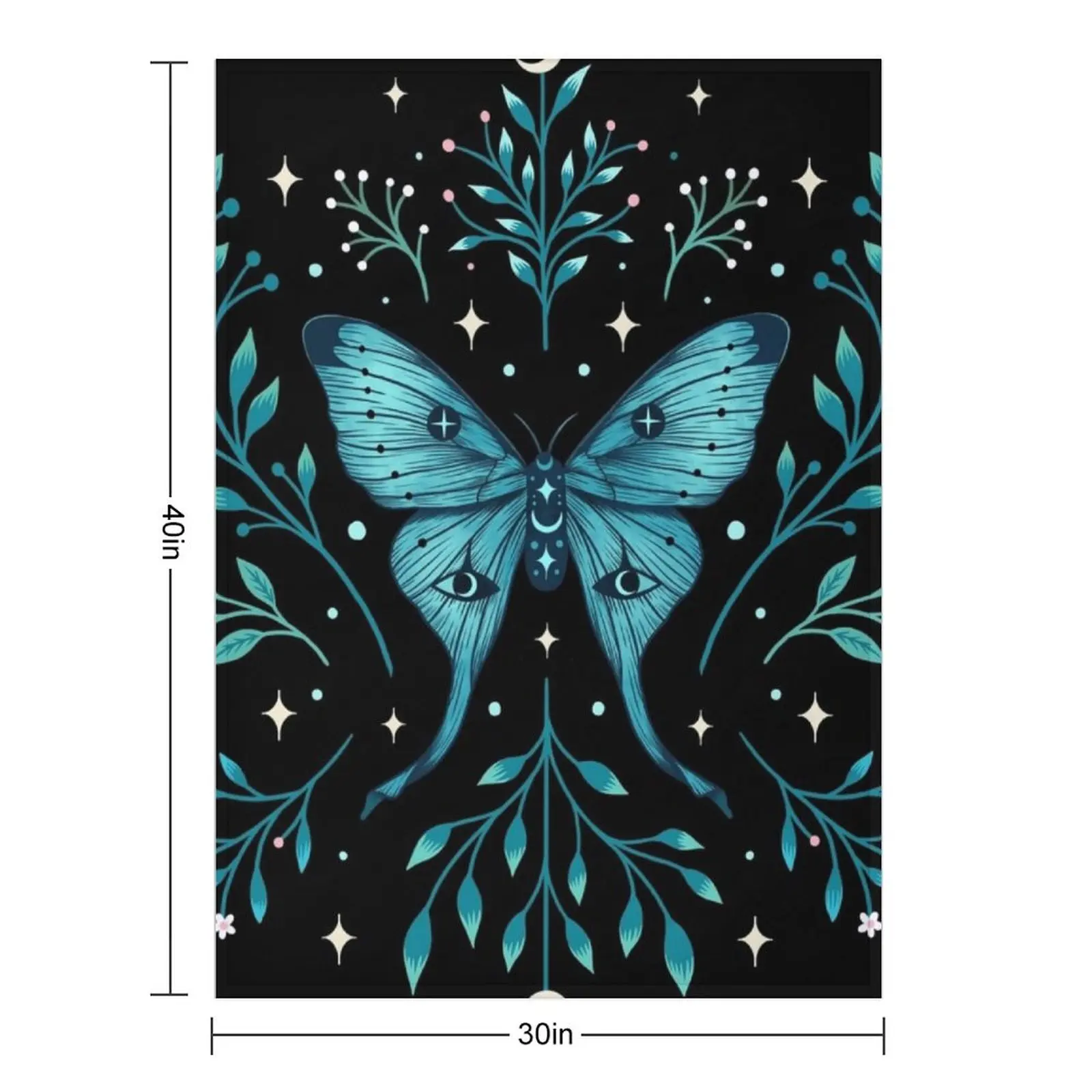 Mystical Moon Moth - Turquoise Throw Blanket Custom blankets ands Sleeping Bag For Decorative Sofa Summer Weighted Blankets