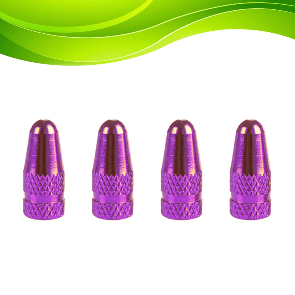 

4pcs Aluminum Alloy Valve Stem Caps For Road Bike Mountain Bicycle Tire Dust Cover Violet Fit All Bikes Cycling Accessories