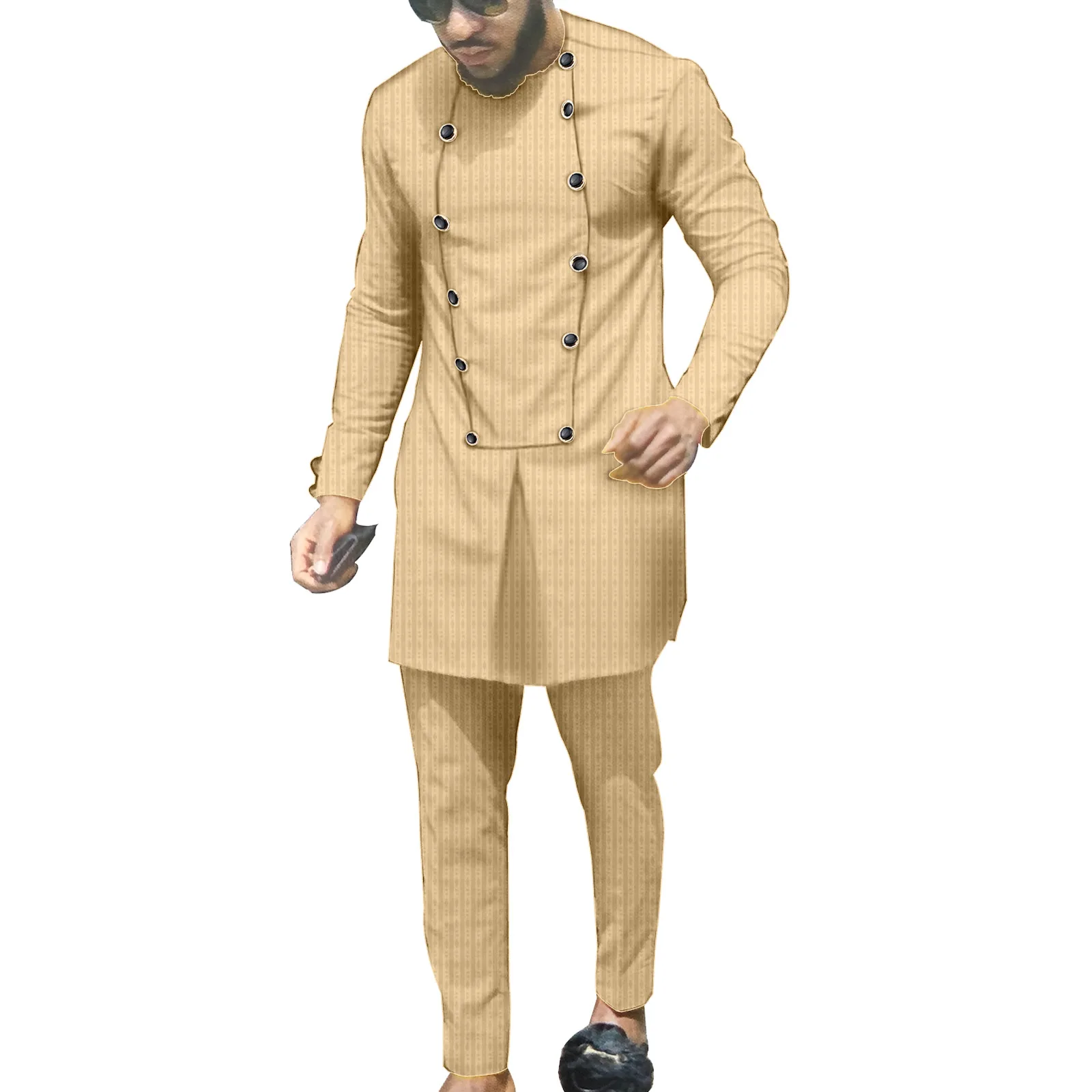 2025 African 2 Piece Set for Men Printed Blazer and Pants Dashiki Outwear Ankara Coats Wax Outfits Pockets Dress Suit S2016024