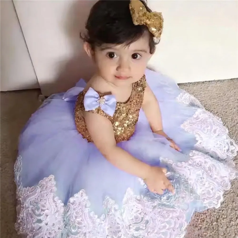 Abito da compleanno per bambina carino con applicazioni Abito da ragazza di fiori in pizzo per matrimonio Abito da ballo per prima comunione con paillettes personalizzato