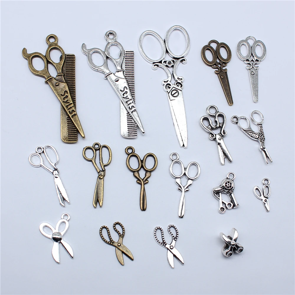 20 sztuk nożyczki Charms tybetański srebrny kolor wisiorki antyczne tworzenie biżuterii DIY Handmade Craft wisiorek