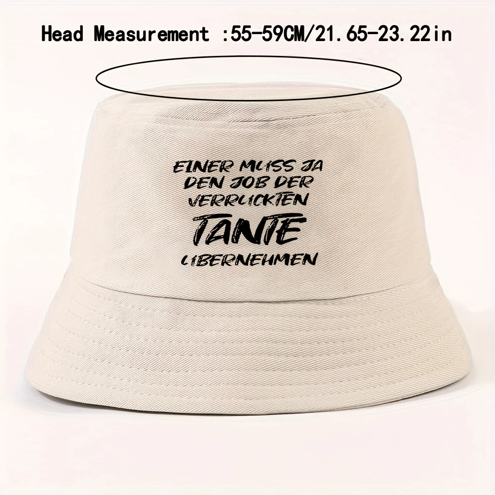 1pc "Job, Aunt" Printed Unisex Sun Beach Double-Sided Foldable Bucket Hat, Suitable for Outdoor Hiking in All Seasons
