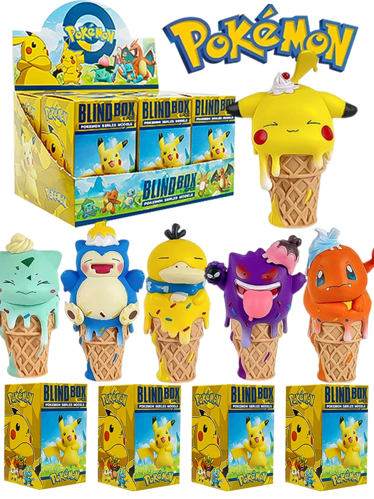 Pokemon Eiscreme Pikachu Snorlax Psyduck Gengar Anime-Figur Blindbox-Spielzeug Tischdekoration Weihnachts- und Geburtstagsgeschenke
