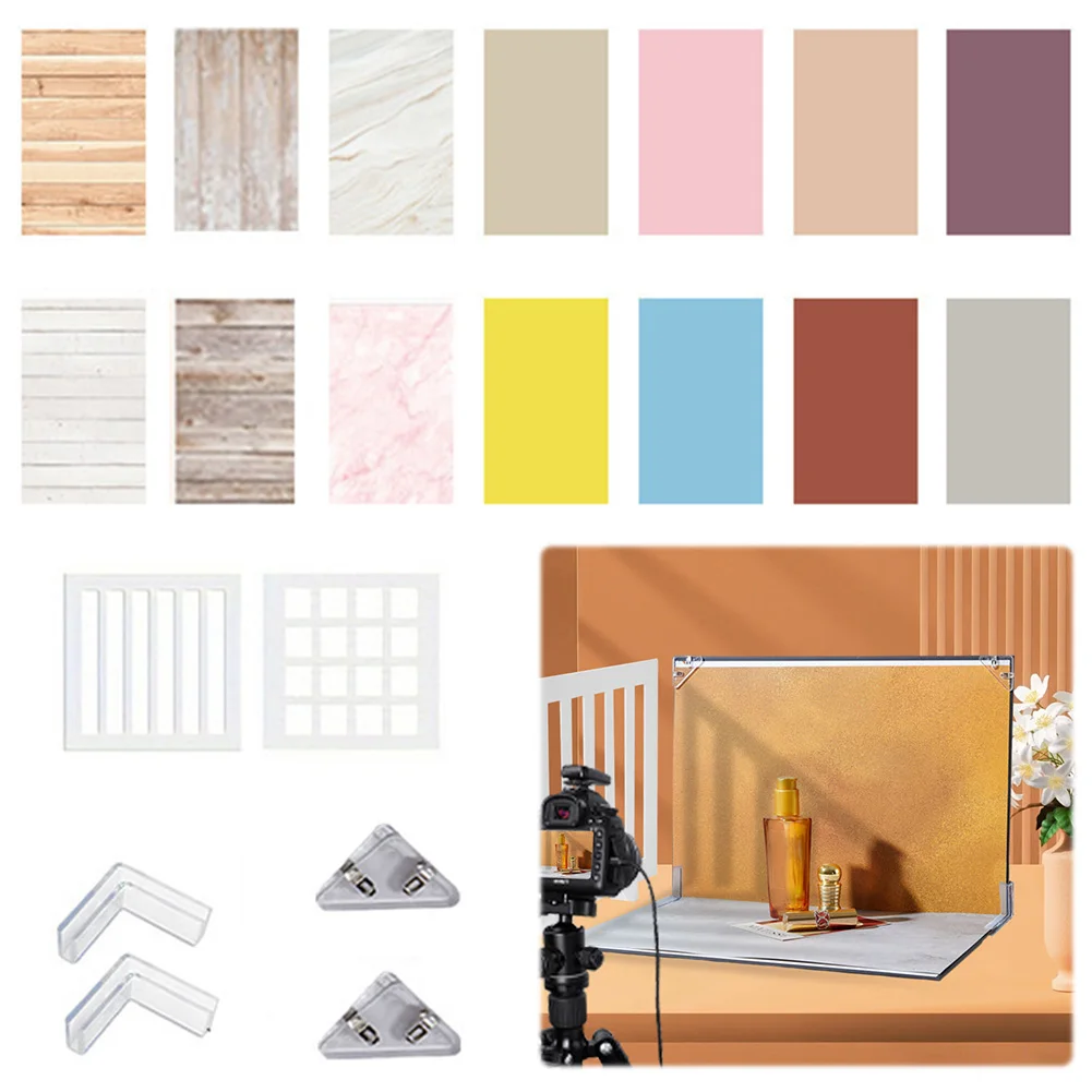 

7Pcs Small Product Photography Backdrops Kit Table Top Food Background Kit Photo Background Set for Food Jewelry Photo Shootings