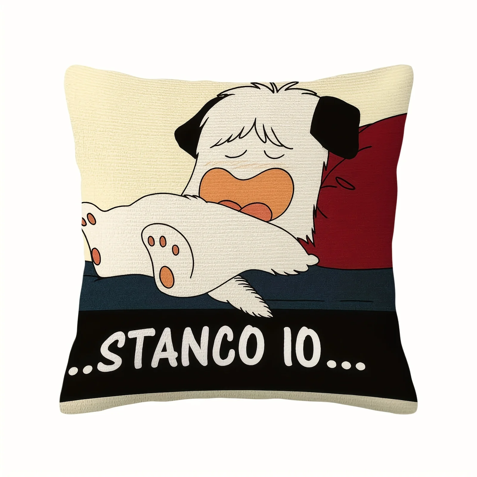 1pc Yawning Dog with STANCO 10 Slogan Printed Throw Pillow Cover,Suitable for Sofa,Bedroom,Living Room,a Fun Gift for Dog Lovers
