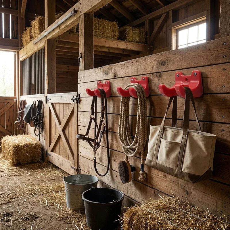 5 Pack Portable Tack Hooks, Stable Hanger for Lead Rope & Halter, Multipurpose Utility Storage Hooks for Horse Barn & Pasture