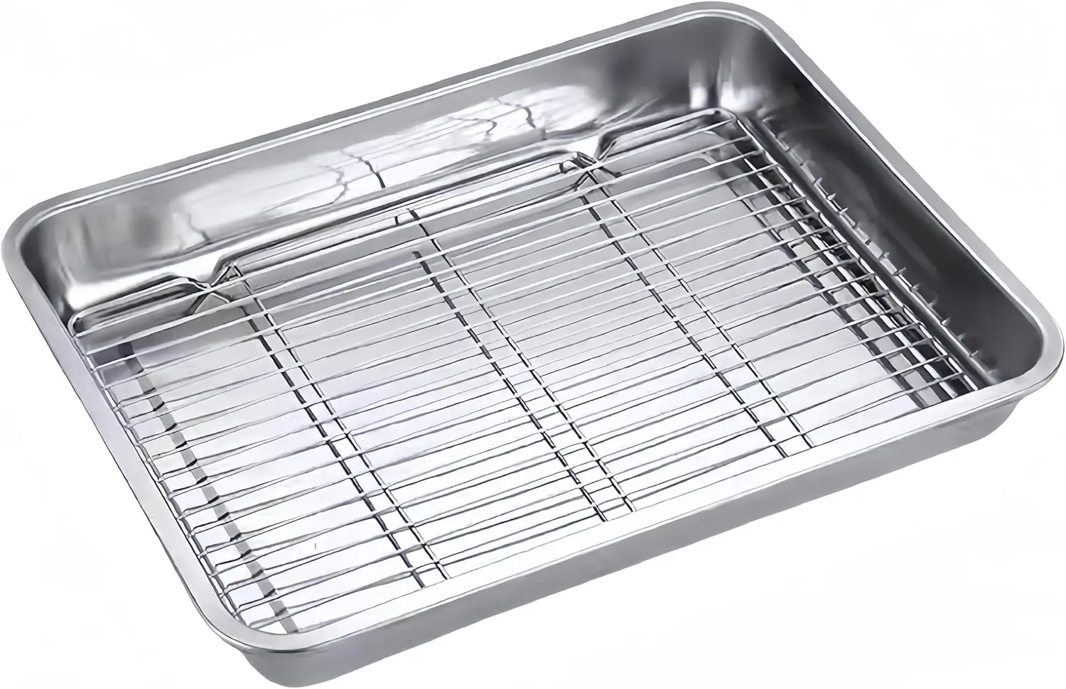 Roasting Pan Heavy Duty Stainless steel Turkey Pans for Oven,Toaster Oven Tray Pans with cooling rack