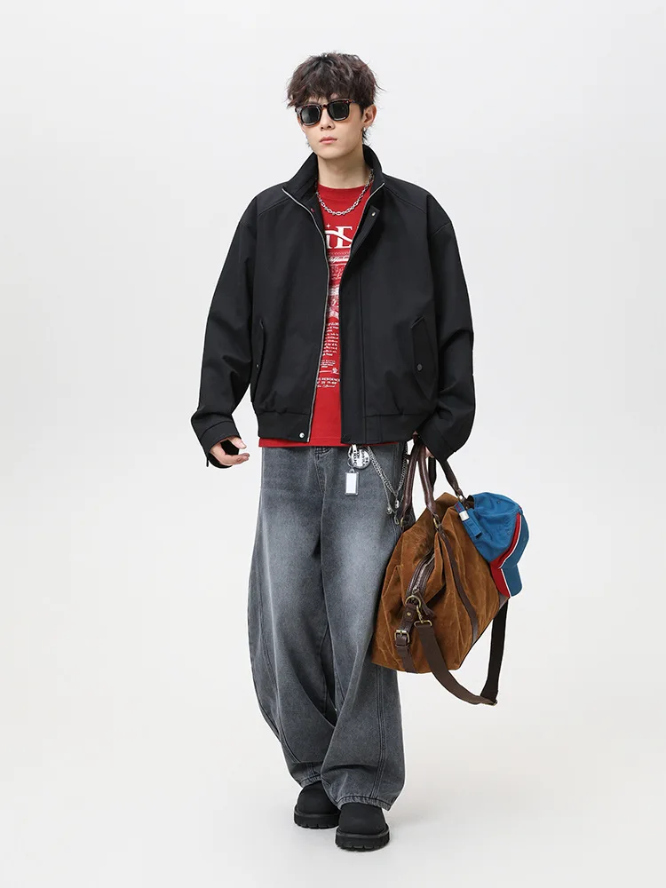 Jiezhan American High Street Baseball Uniform Autumn New Arrival Cleanfit Short Jacket Stand Collar Coat for Men