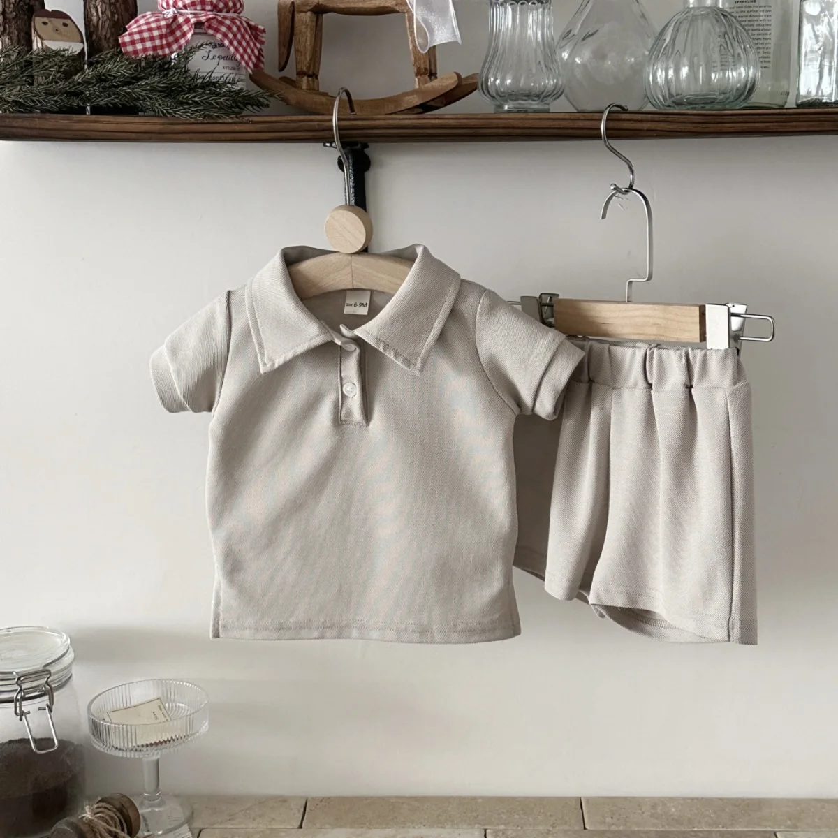 Summer Baby Boys and Girls Casual Style Solid Color Short Sleeve T-Shirt +Shorts Two-Piece Set for Babies 0-3Y