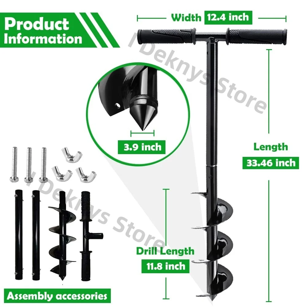 Hand Auger Post Hole Digger Garden Auger Drill With Non-Slip Handle T Shaped Cold Rolled Steel Manual Hole Auger Drill Digger