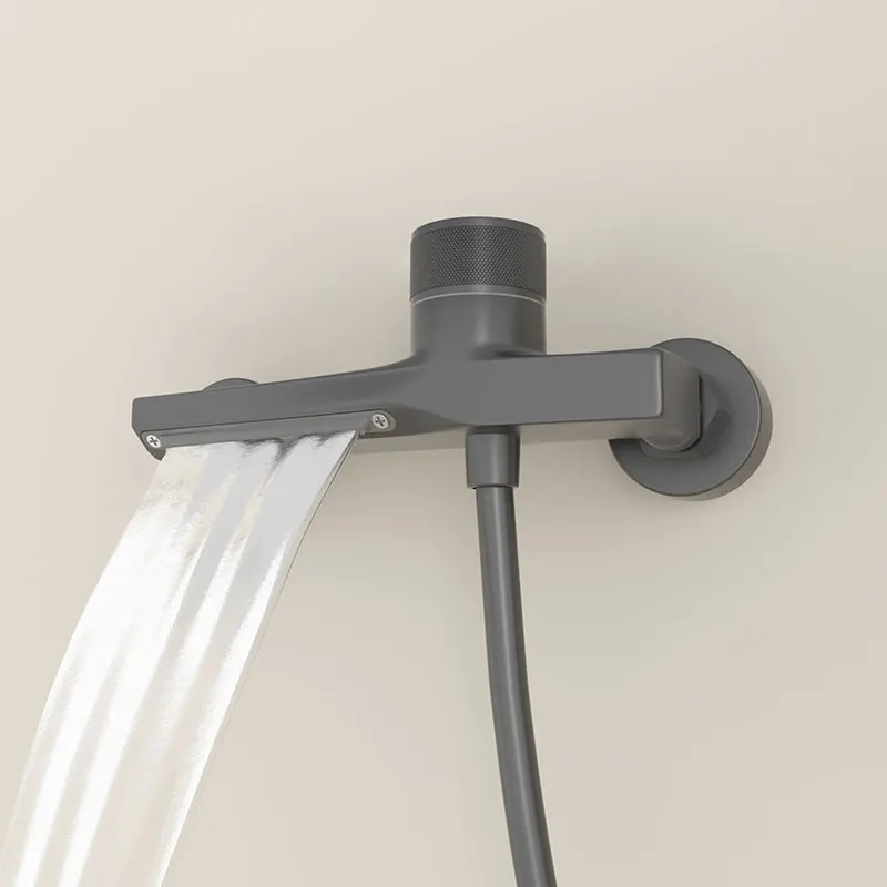 Waterfall Bathtub Faucet Set Handheld Shower Head Wall Mounted Brass Bathroom Tub Filler Waterfall Spout Hot and Cold Mixer Tap
