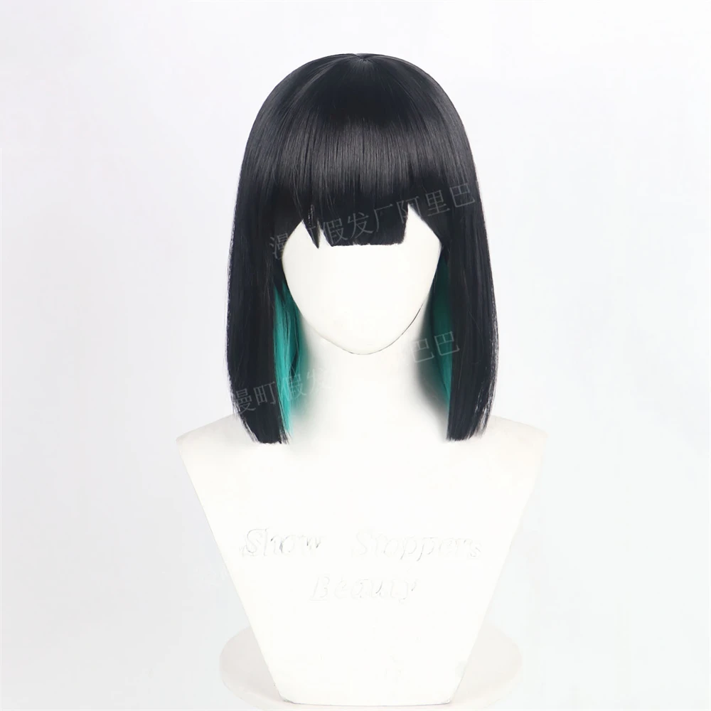 Anime Sua Cosplay Pruik 30 cm Zwart Groen Gemengde Pruiken BOBO Hittebestendige Synthetische Halloween Vrouwen Haar Pruiken