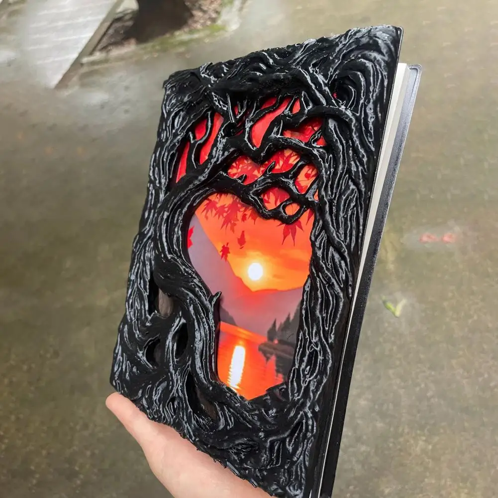brochure-display-stand-notebook-case-maple-tree-book-sleeve-sunset-book-case-protector-reusable-book-cover-for-adults-teens