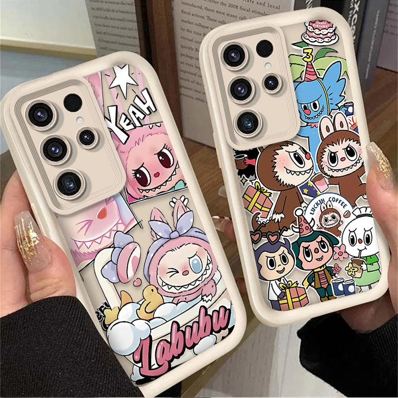 Lovely Cartoon Labubu Case for Samsung Galaxy S25 S24 S23 Ultra S22 S21 Plus FE 5G A54 A34 A14 A73 A53 A33 5G Silicone PC Cover