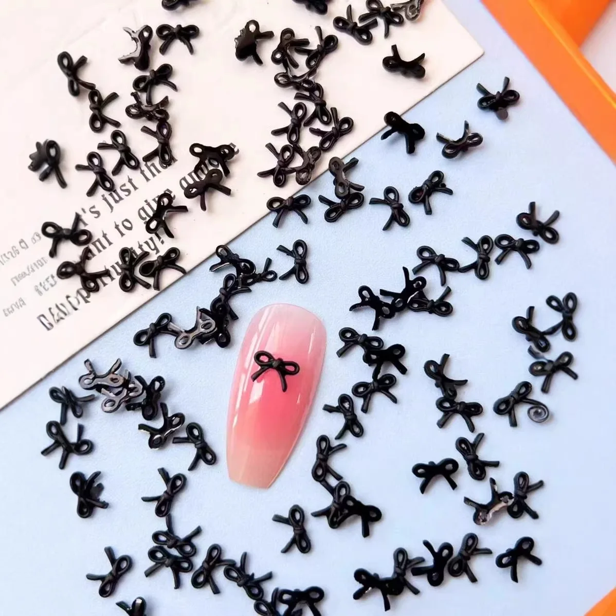 100Pcs 6*8mm Bow Resin Nail Art Decorations, Fresh Macaron Color Hollow Ribbon Mini Bowknot Resin Nail Charms DIY Accessories