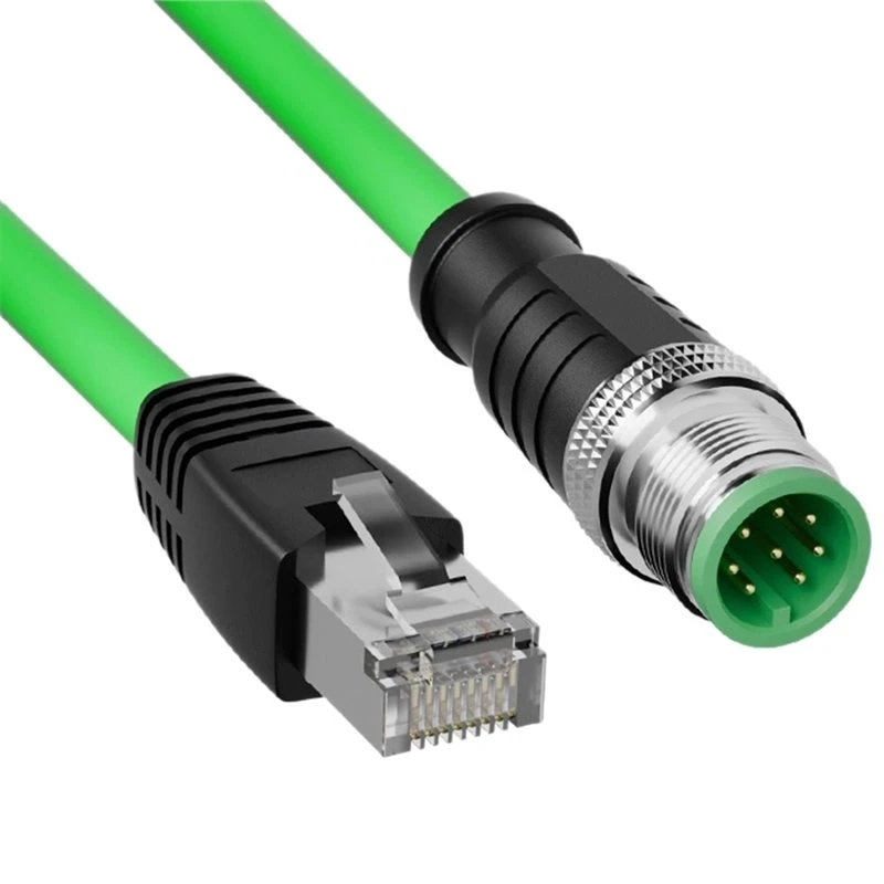baae-産業用イーサネットケーブル-1メートル-8ピン-m12-rj45-コネクタ-ip67-防水-stpシールド-rj45-ethercat-profinet用