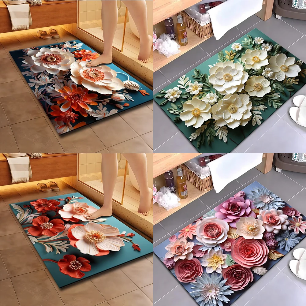 Printed household floor mats, bathroom absorbent floor mats, bedroom living room door mats, home decoration carpets