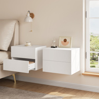 Hanging Bedside Table Modern Floating Nightstand Set Wall Mounted Bedside Cabinet with Drawers for Bedroom Living Room
