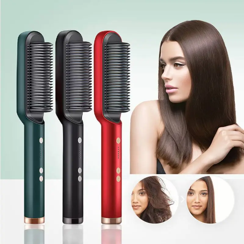 

Electric Professional 2 In 1 Hot Comb Hair Straightener Electric Hair Brush Negative Ion Multi-Temperature Styling Tool