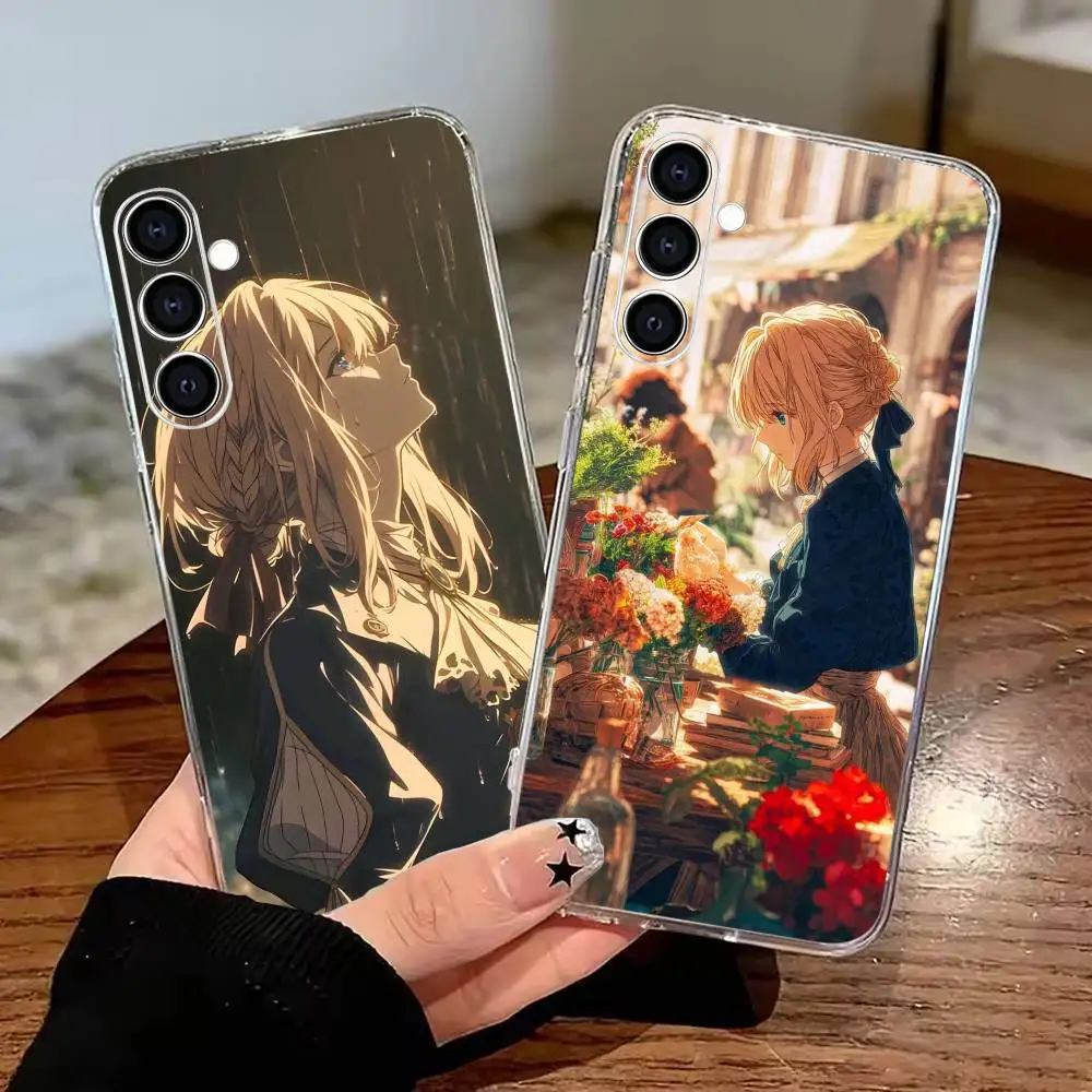 V-Violet evergarden-es  Phone Case for Samsung Galaxy A55 A06 A16 A26 A36 A56 A25 A35 A15 Transparent Flexible Cover