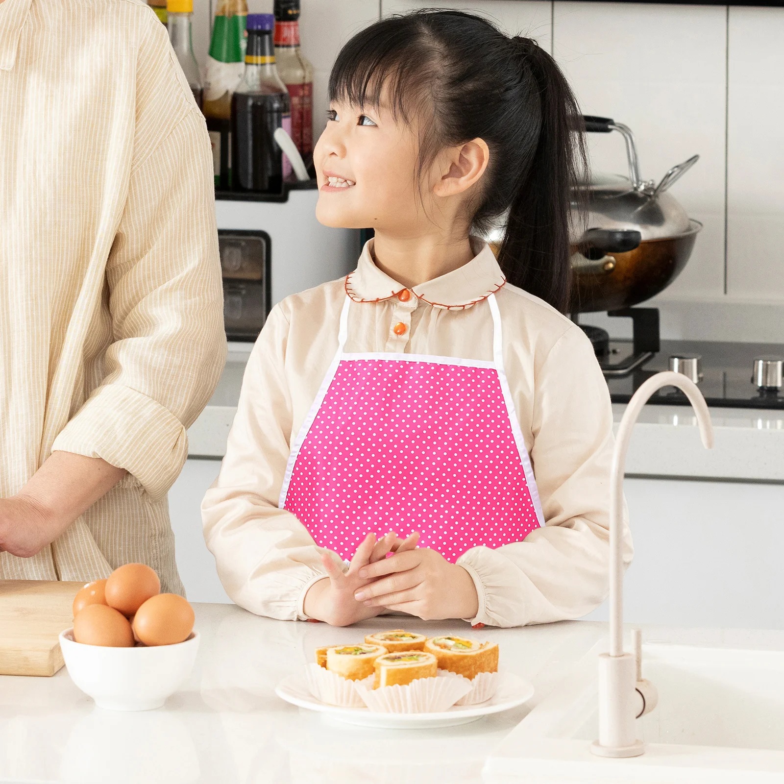 1Set Kids Chef Kostuum Schort Cosplay Set voor Bakken Koken Peuter Kinderen Chef Hoed Oven Mitt Beschermende Mat