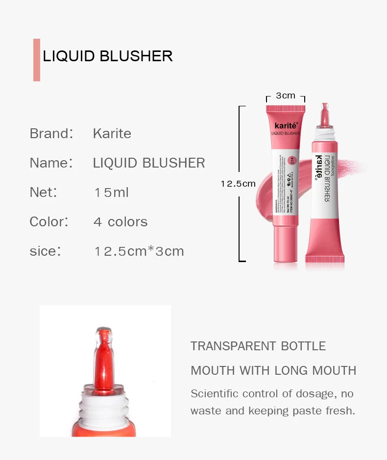 15ML 4 Color Blush Liquid Natural Long-lasting Waterproof Rouge No-fading Face Contour Makeup Brightening Anti-sweat Blush Cream