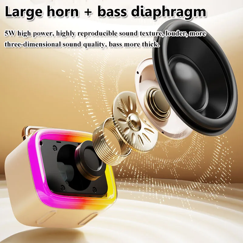 Мини-портативный Bluetooth-динамик RGB Атмосфера Световой объемный звук Музыкальная шкатулка Беспроводной музыкальный плеер Поддержка FM TF-карты USB AUX