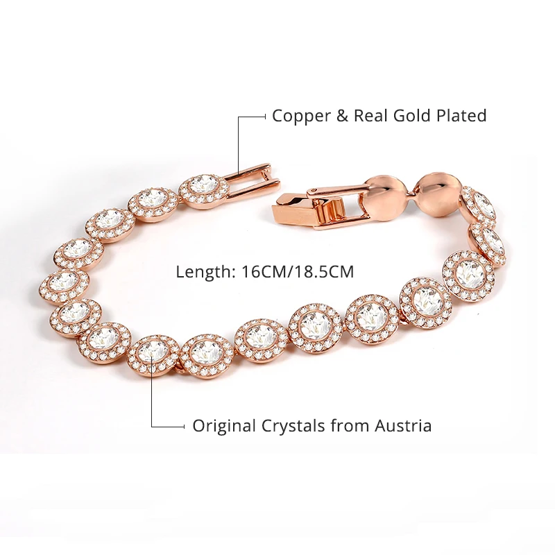 Austrian Crystal Tennis Chain Bracelet for Women Christmas Wedding Geometric Bangle Silver Gold Color Hand Jewelry