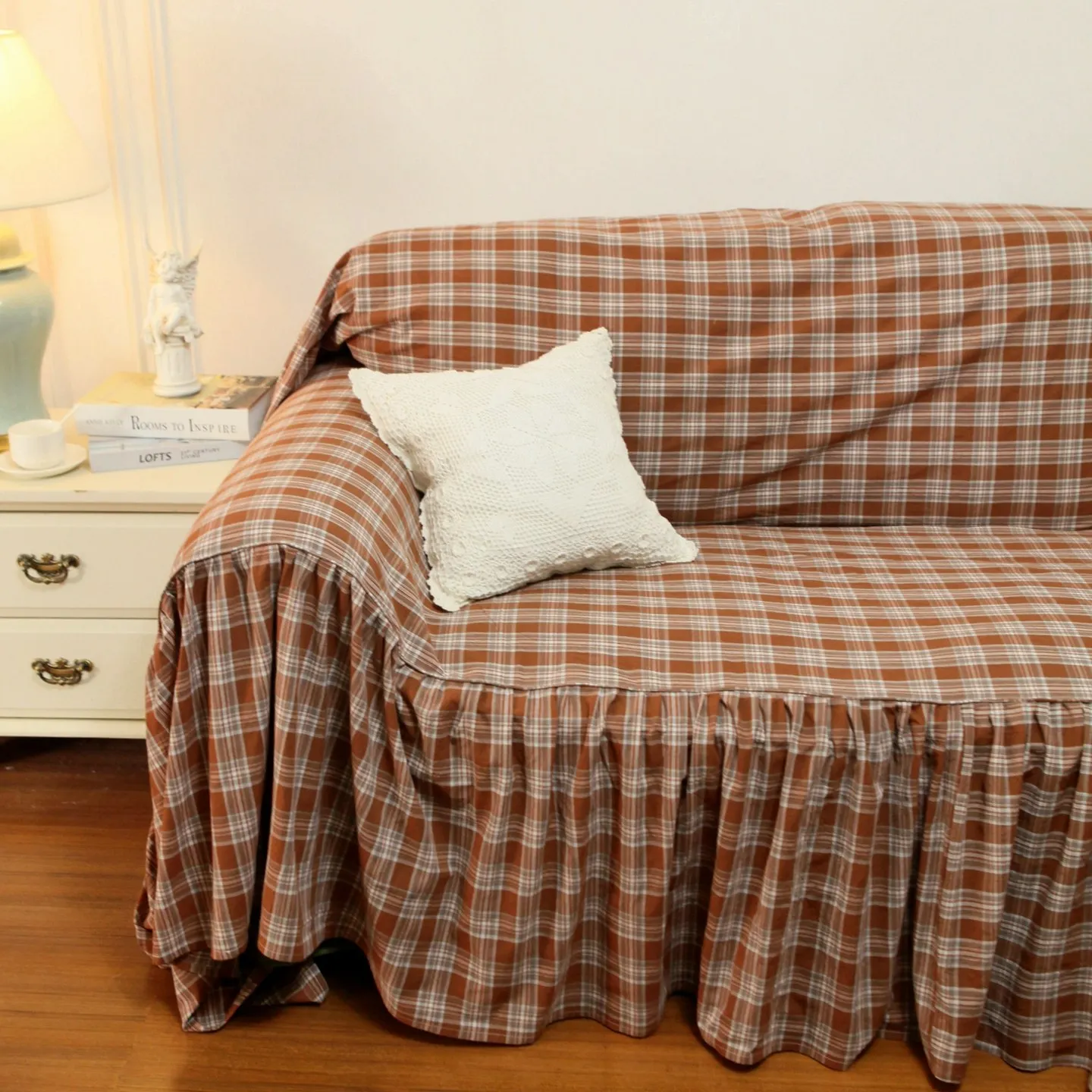 European-style Korean-style Simple Pastoral Yarn-dyed Color Grid Pure Cotton Sofa Towel  2 and 3 Seater Sofa Cover Pure Cotton