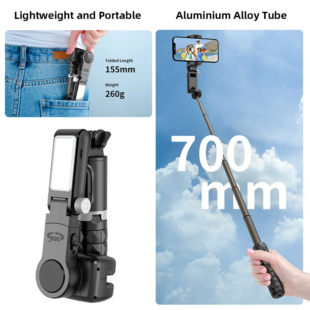 Phone Stabilizer Desktop Handheld Gimbal Stabilizer Fill Light Wireless Remote Selfie Stick Tripod Phone Holder