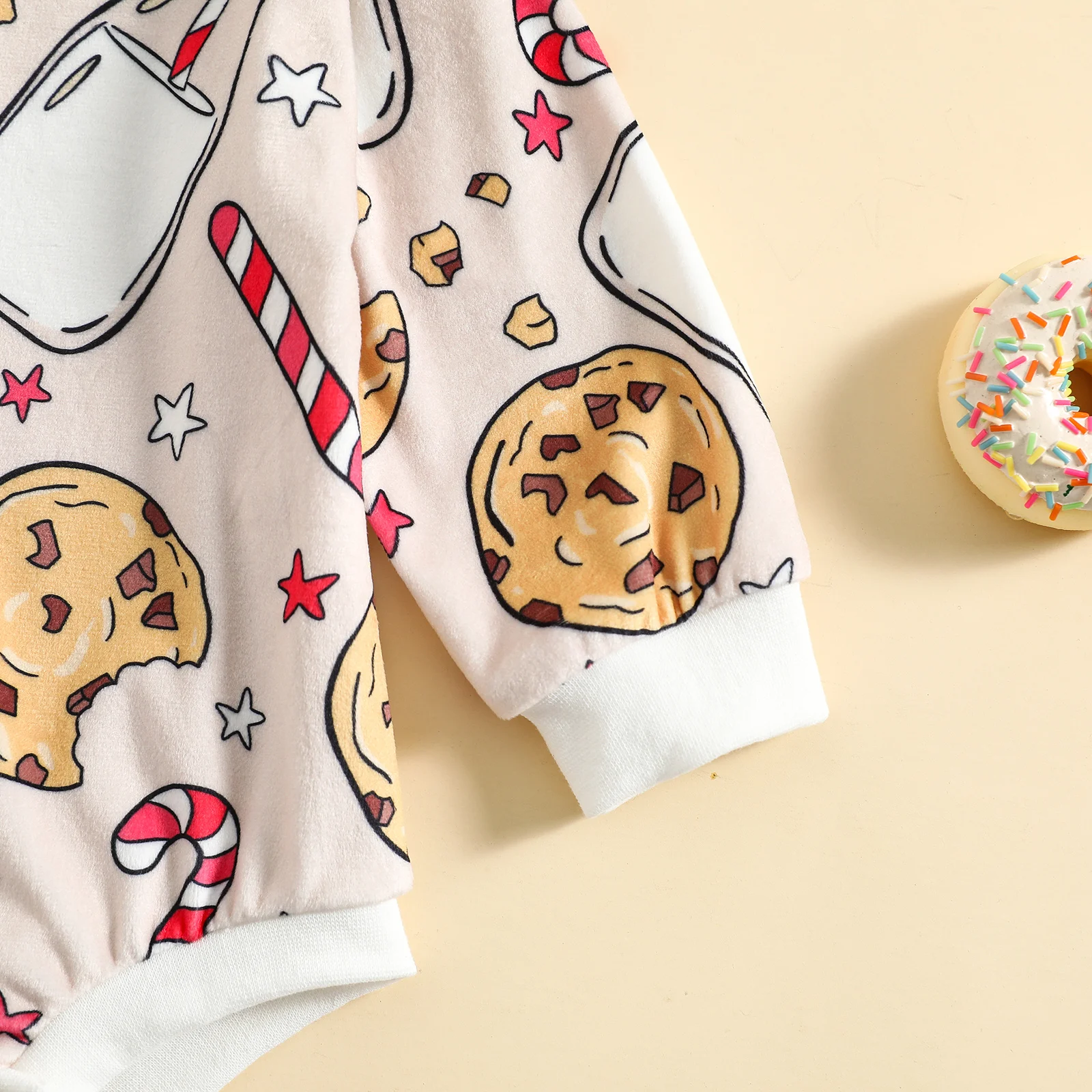 2022-08-26 Lioraitiin 0-24M Infant Baby Girls Boys Christmas Bodysuit Biscuits Milk Bottle Print Long Sleeve Jumpsuits