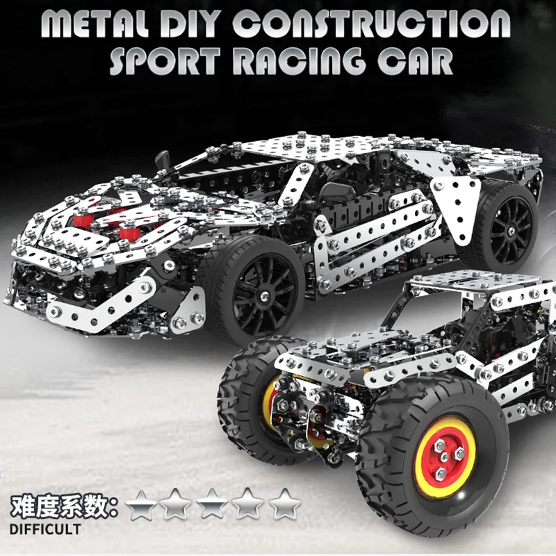 3D Metal Building Block Kit Creative DIY Racing Off-road Vehicle Model Screws And Nuts Disassembly Car Children's Education Toys