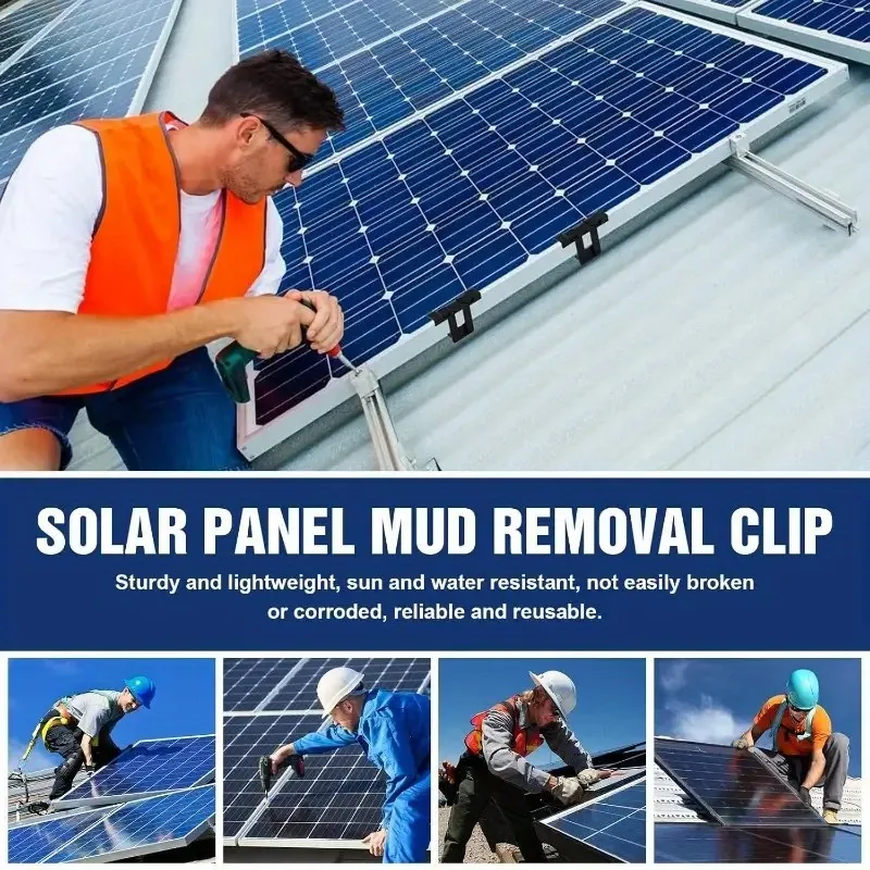 Clipes de drenagem de fluxo de água para painel solar, 40 peças, suporte de montagem de plástico preto durável para painéis solares, calhas, sistemas de telhado