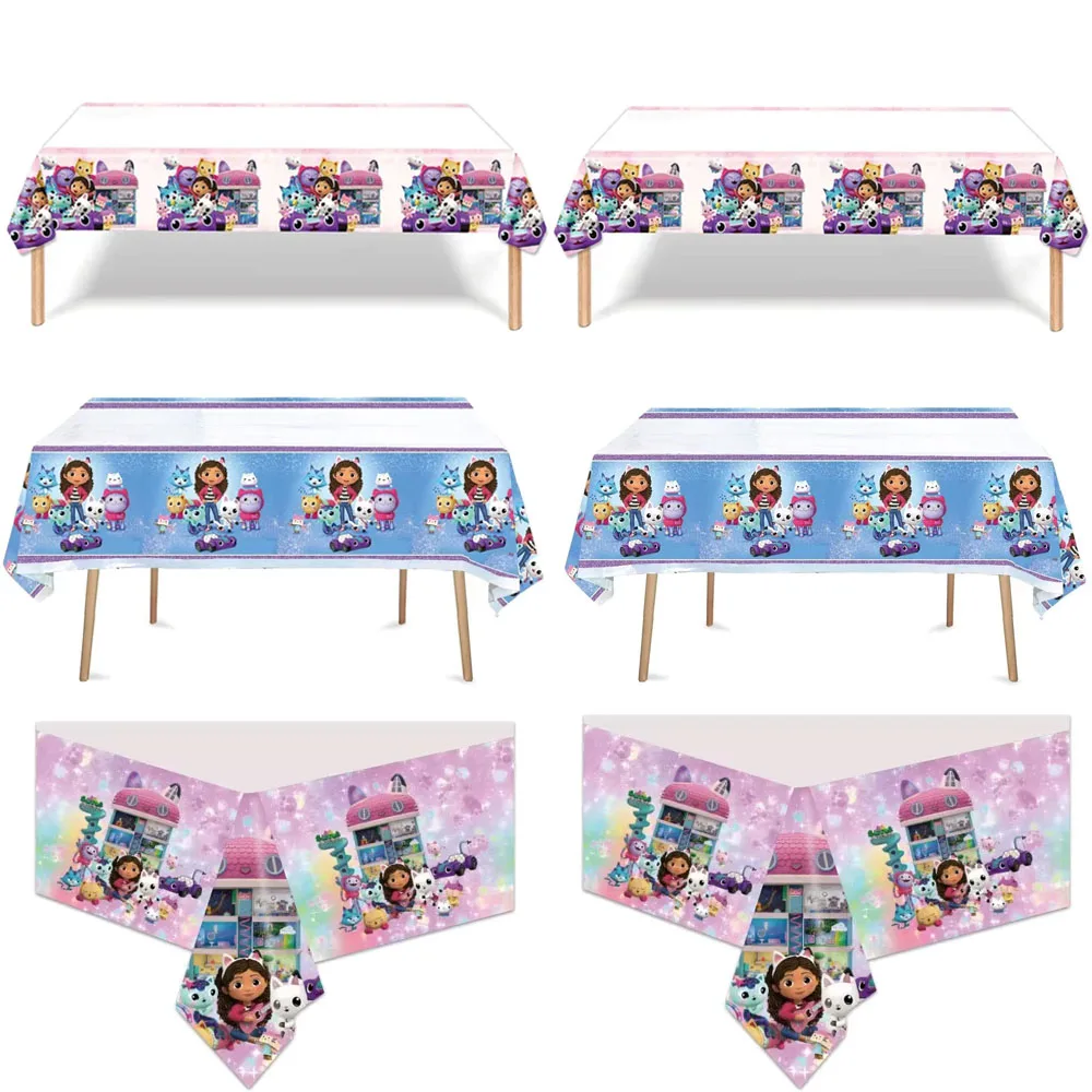 108*180 ซม.Gabby ตุ๊กตาแมววันเกิดตกแต่งผ้าปูโต๊ะเด็กผ้าปูโต๊ะวันเกิดเด็กทารกฝักบัวอุปกรณ์