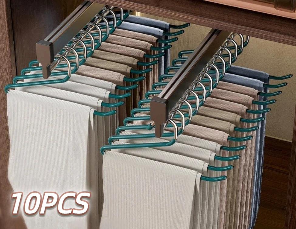 

10 шт. вешалка для брюк в гусином стиле, литая бесшовная противоскользящая многофункциональная компактная подвесная стойка для домашнего хранения