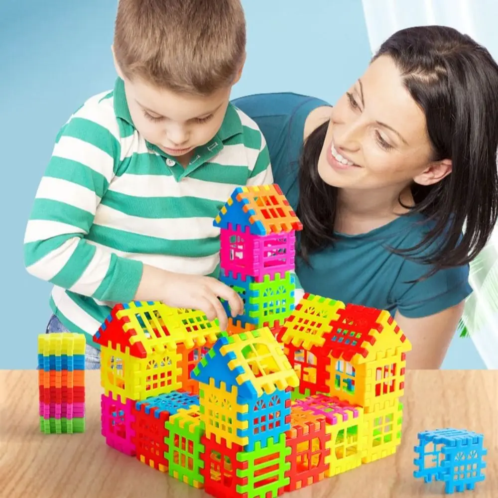 50/100 stücke DIY Kunststoff Haus Rechtschreibung Puzzle Platz Handgemachte Kinder Bausteine Montessori Pädagogische Geschenke