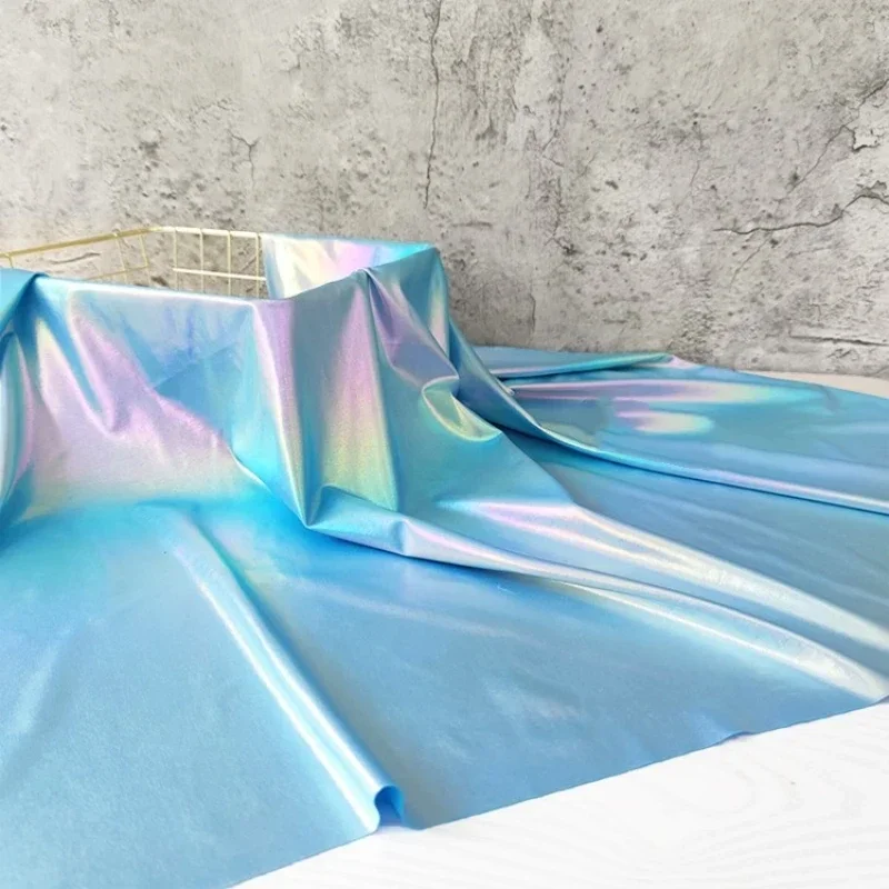 

Colorful Transparent Film Plain Elastic Dance Costume Background Fabric Wholesale Cloth Per Meter Apparel Sewing Diy Material