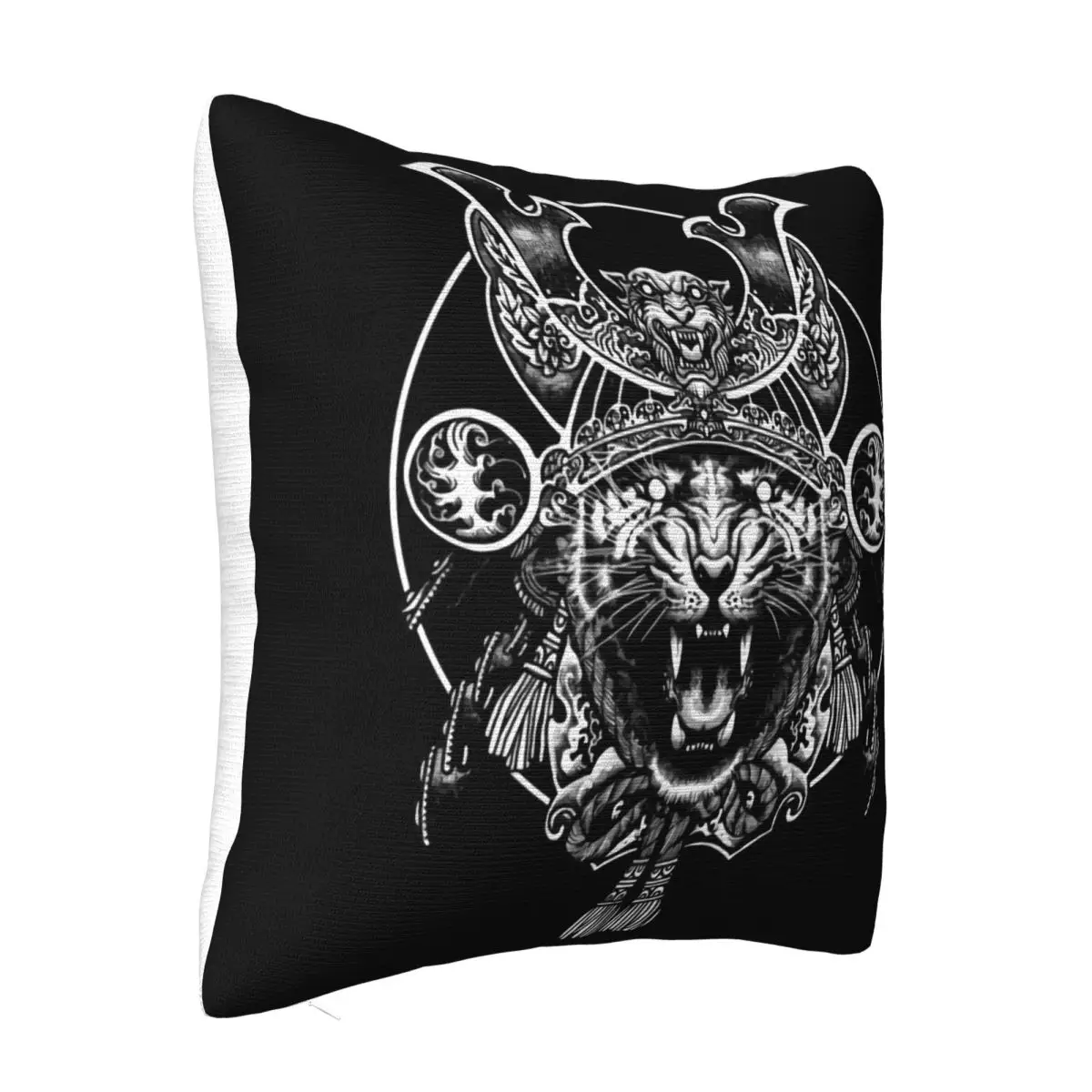 Crazy Tiger Samurai Print For Man 100 Cotton Tops Black Japan Funky Streetwearno Fade Clothes Pillow Case