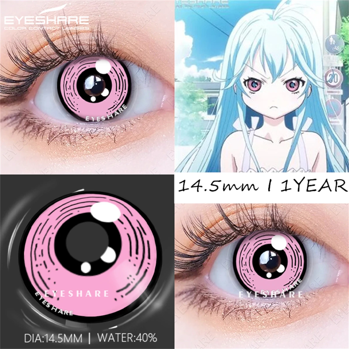 EYESHARE Halloween Colored Contact Lenses Crazy Red Contact Lenses Anime Black Eye Lenses 1pair(2pcs) Cosplay Beauty Makeup Lens