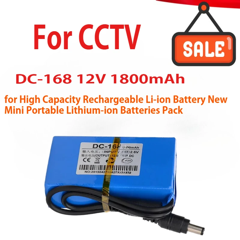 DC-168 12V 1800mAh High Capacity Rechargeable Li-ion Battery New Mini Portable Lithium-ion Batteries Pack for CCTV Camera
