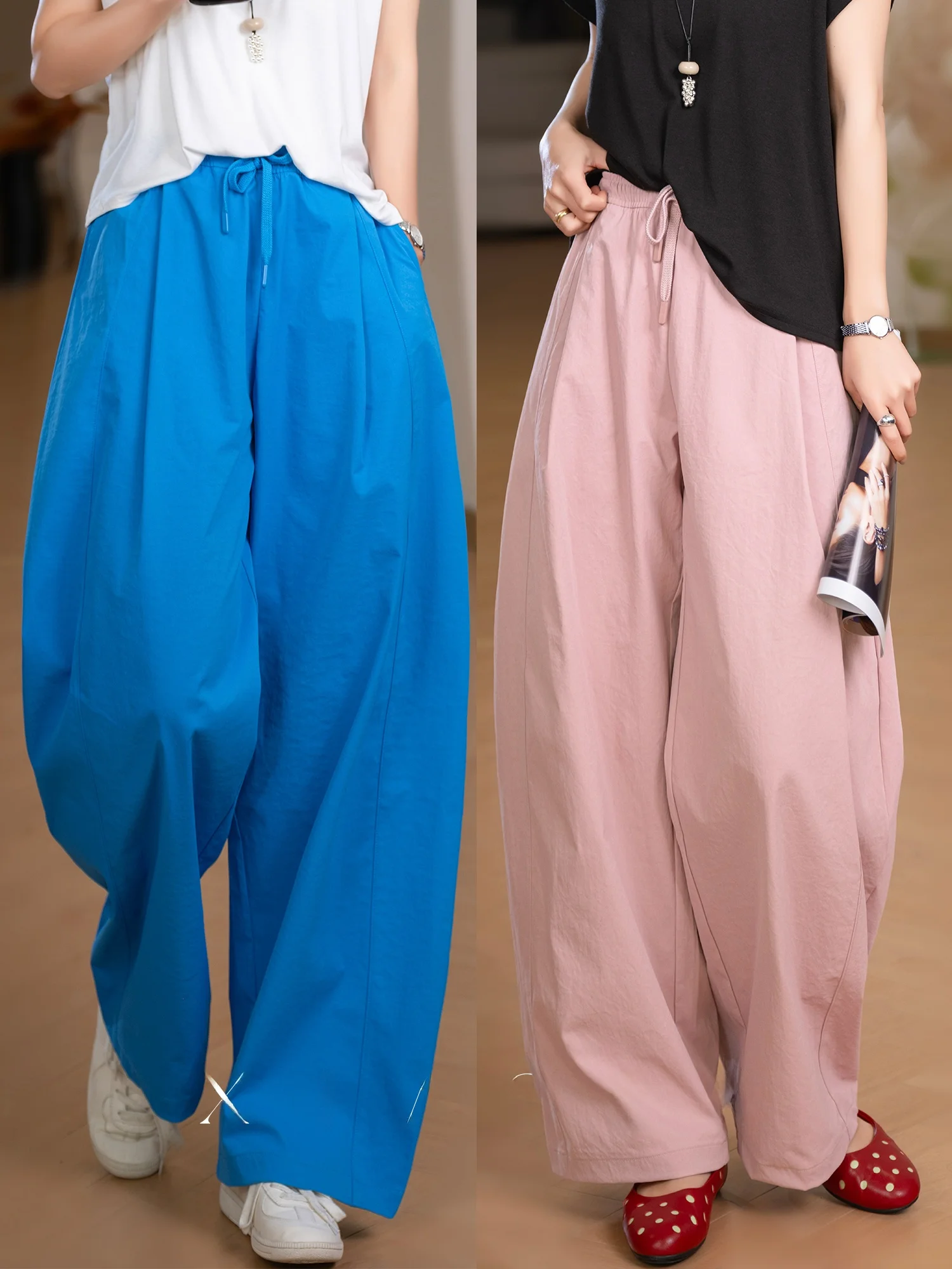 

Повседневные свободные брюки с широкими штанинами на резинке, с цветовыми блоками, из полиэстера, женские, удобные, свободного кроя, в стиле Dad Pants, бренд Small Ear