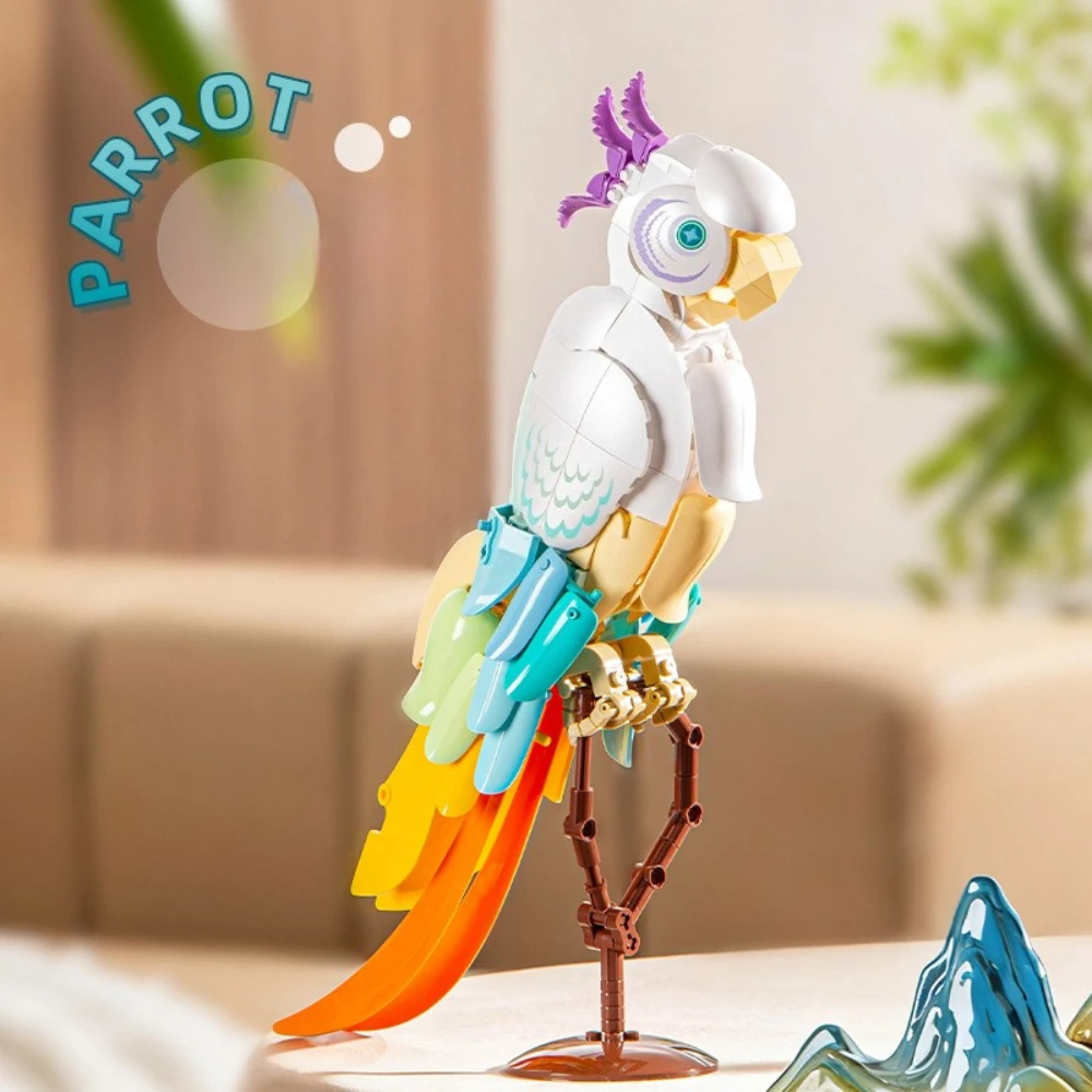 

MOC Exquisite Flower Parrot Animal Bird Building Blocks Set Home Decor Ornament Idea DIY Toy For Children Birthday Holiday Gifts