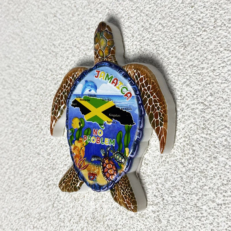 Jamaican cultural and creative tourism souvenirs, 3D turtle refrigerator magnets, office and home kitchen decorations