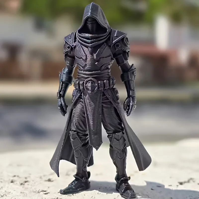 1‑Pack Hooded Assassin Figurine, Mysterious Cloak Sculpture, Ninja‑Style Desktop Ornament, Bookshelf Decor, Niche Gift for Game