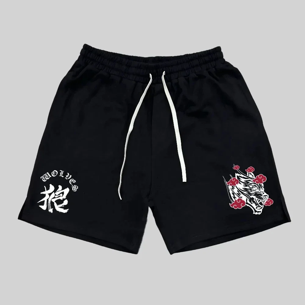 DARC SPORT-Calções de algodão casual lobo escuro masculino, calções de ginástica, fitness esportiva, moletom de corrida masculino, verão, novo