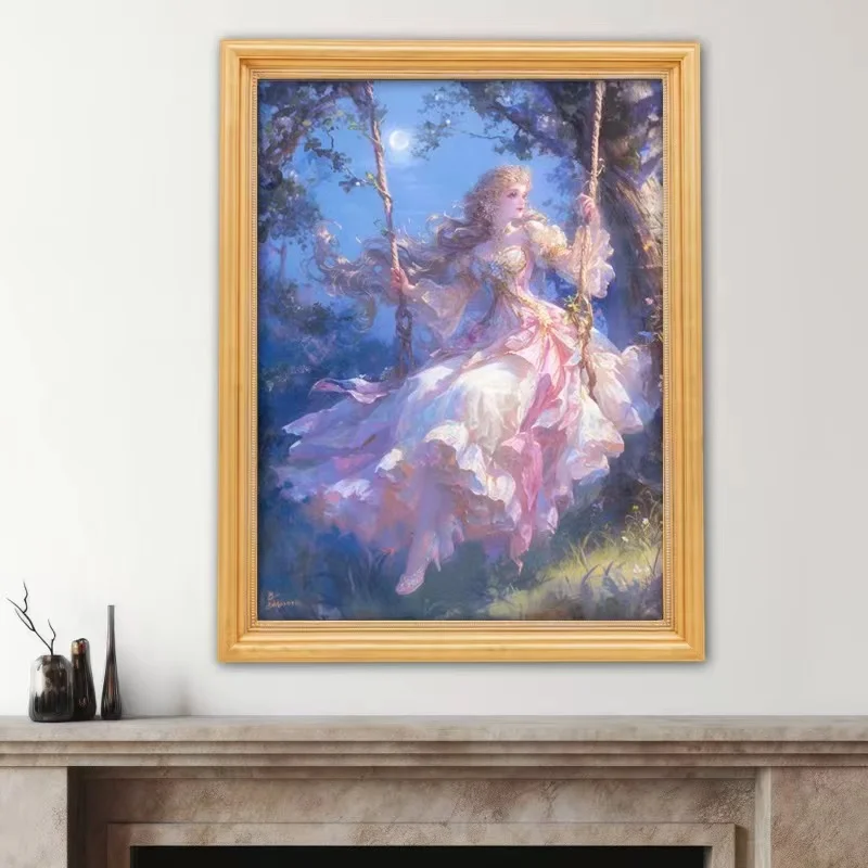 DIY 5D Diamond Painting New 2024 Girl On Swing And Moon Embroidery Jewelry Mosaic Cross Stitch Home Decor Children\'s Gift Crafts