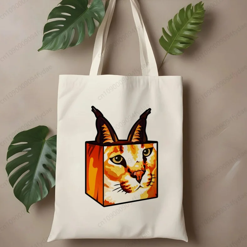 Big Floppa Meme Cute Funny Cat Women Girls Simple Large Capacity Storage Handbag borsa a tracolla Tote riutilizzabile Bookbag per studenti