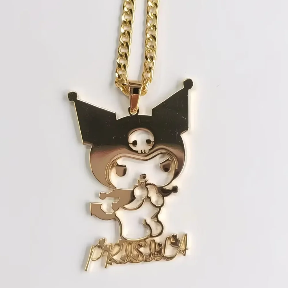 

Personalized Kuromi Name Necklace For Women Men Birthday Custom Anime Jewelry Stainless Steel Cuban Chain Girls Gift Fashion
